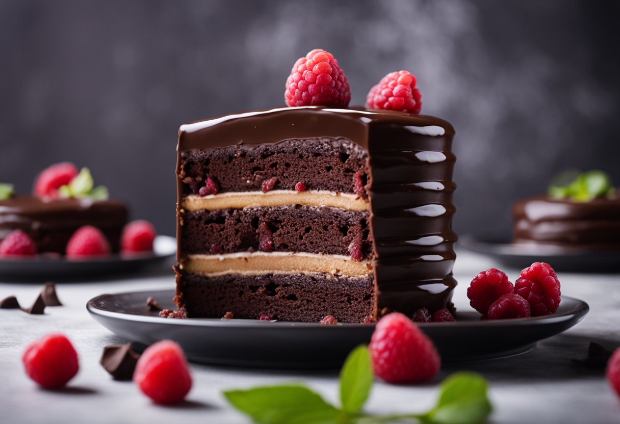 Chocolate Cake with Chocolate Ganache and Raspberries Recipe