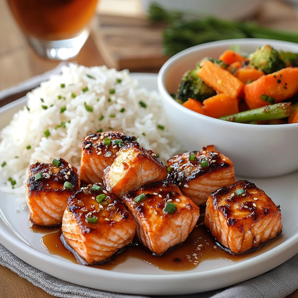 Honey Garlic Salmon Bites
