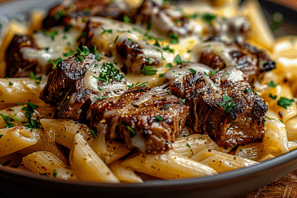 Creamy Garlic Parmesan Steak Pasta