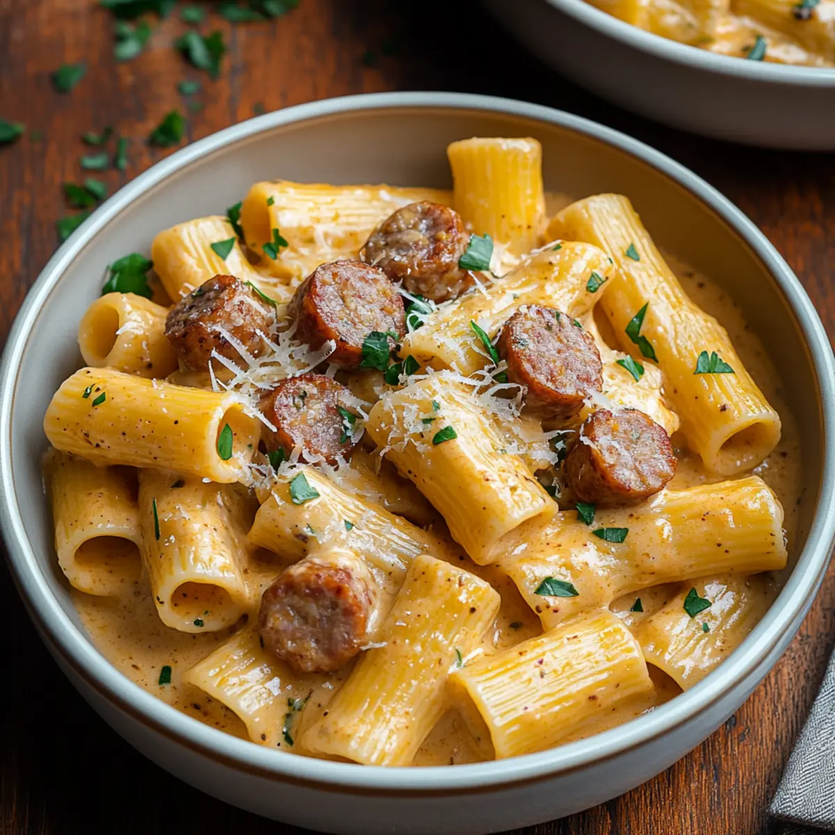 creamy sausage rigatoni