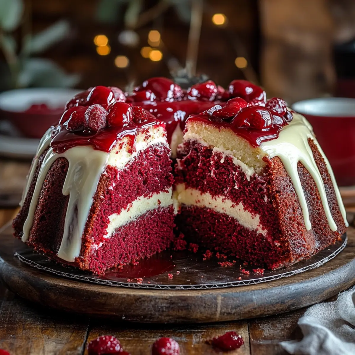 layered red velvet cheesecake bundt cake