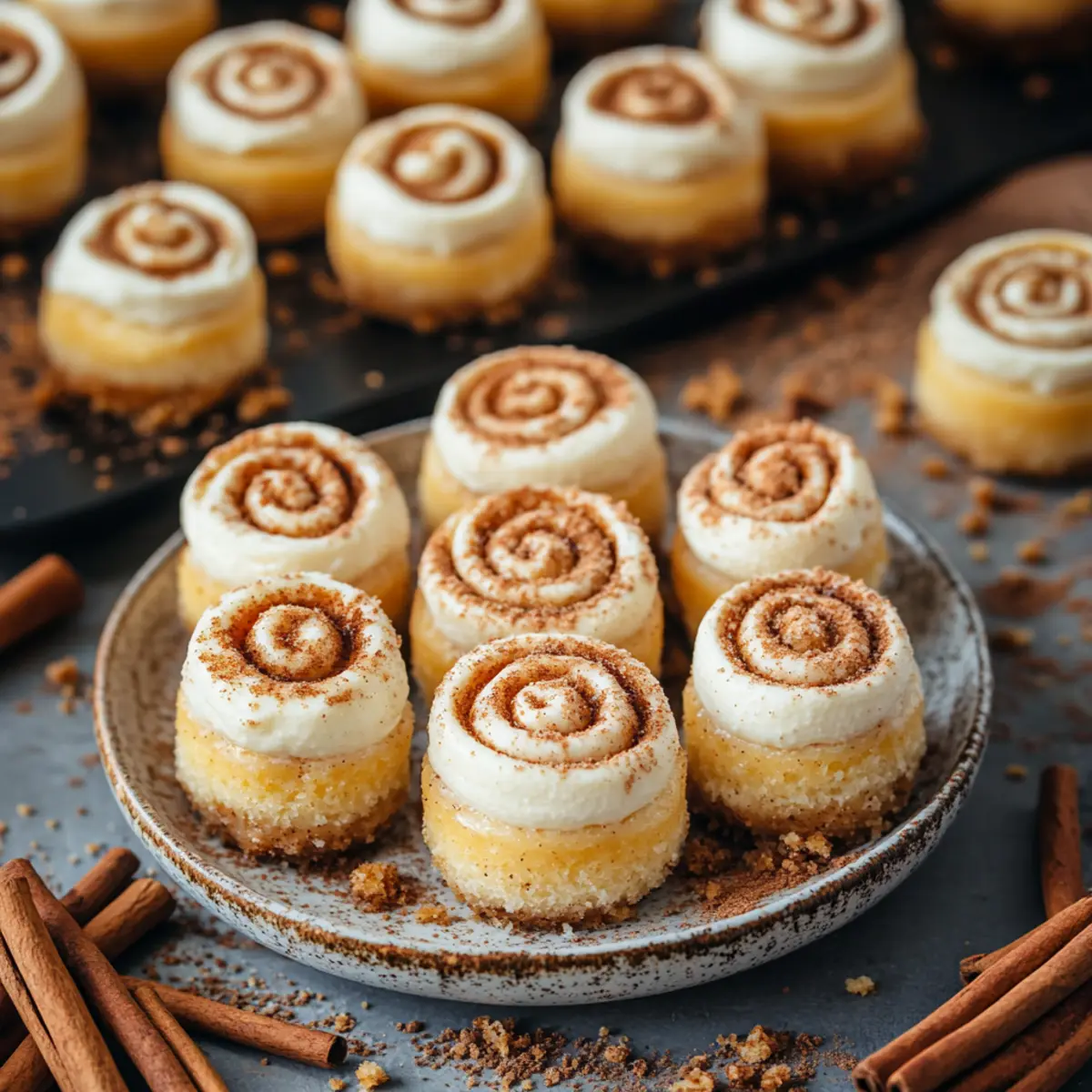 mini cinnamon roll cheesecakes