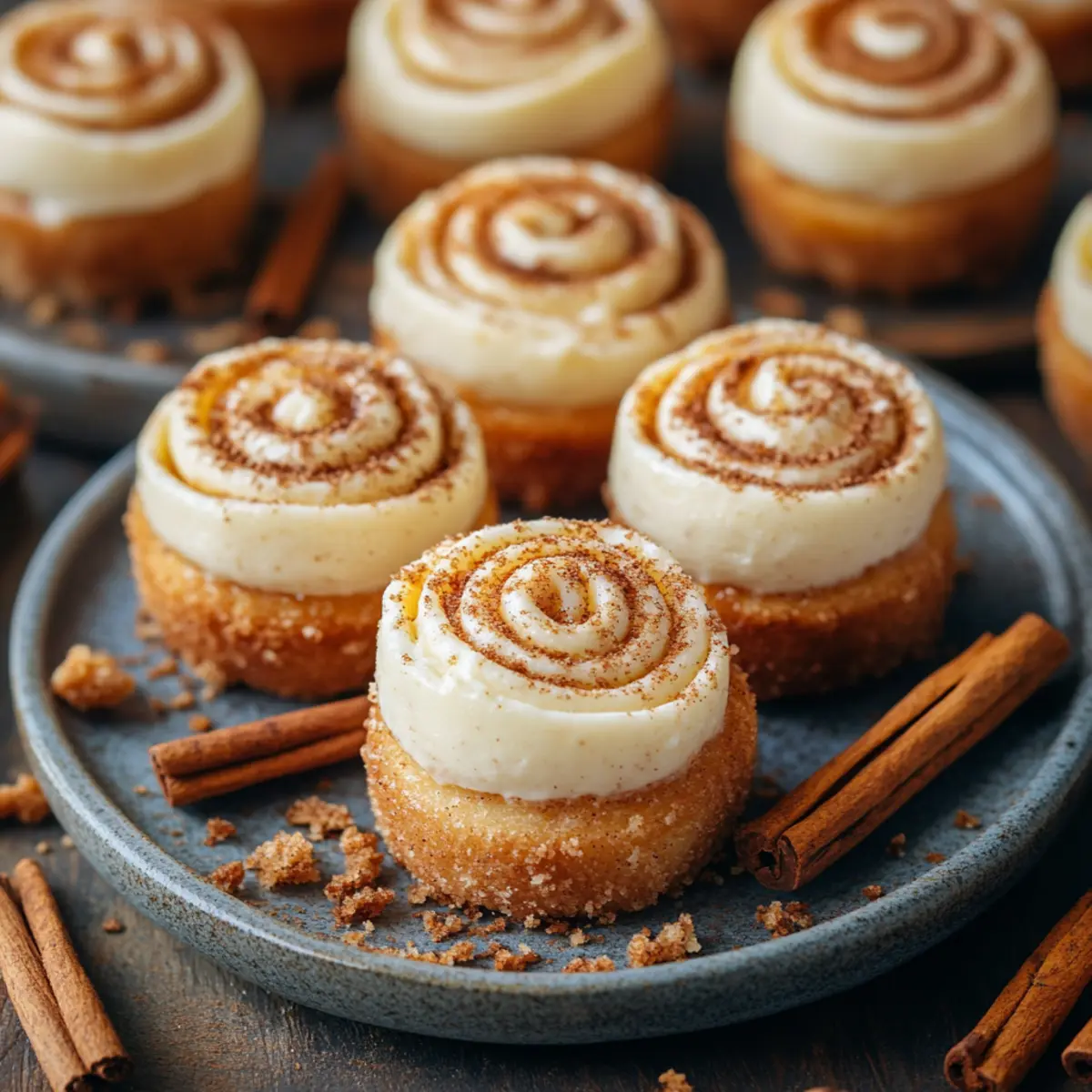 mini cinnamon roll cheesecakes