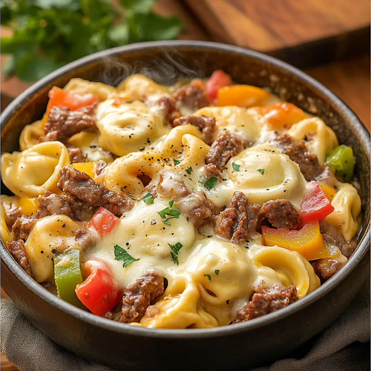 philly cheesesteak tortellini pasta