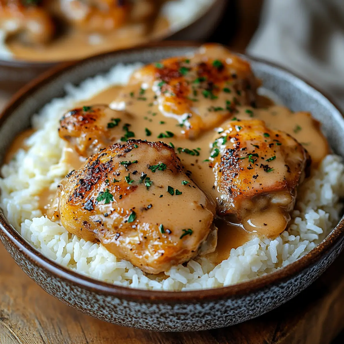 savory smothered chicken and rice