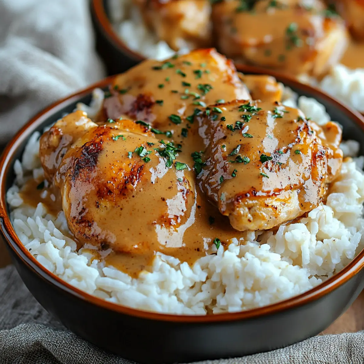 savory smothered chicken and rice