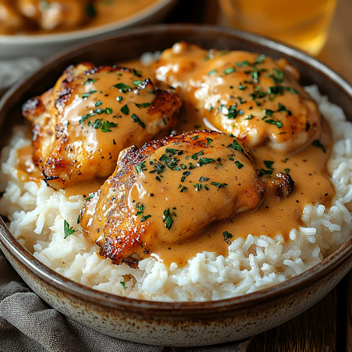 savory smothered chicken and rice