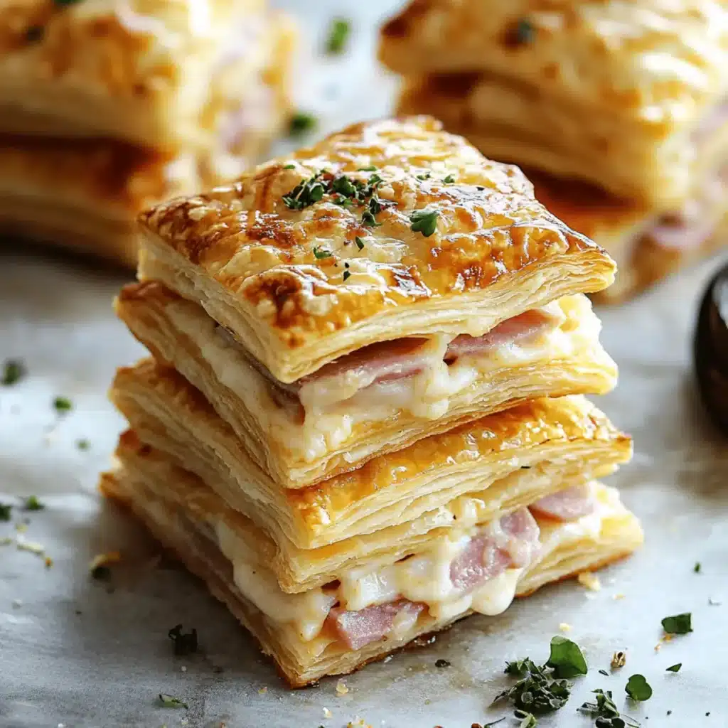 Crispy Ham & Cheese Puff Pastry Stacks