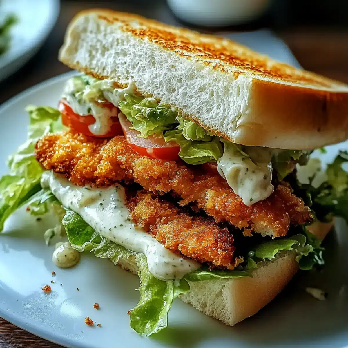 Crunchy Chicken Caesar Sandwich - Finished dish plated beautifully