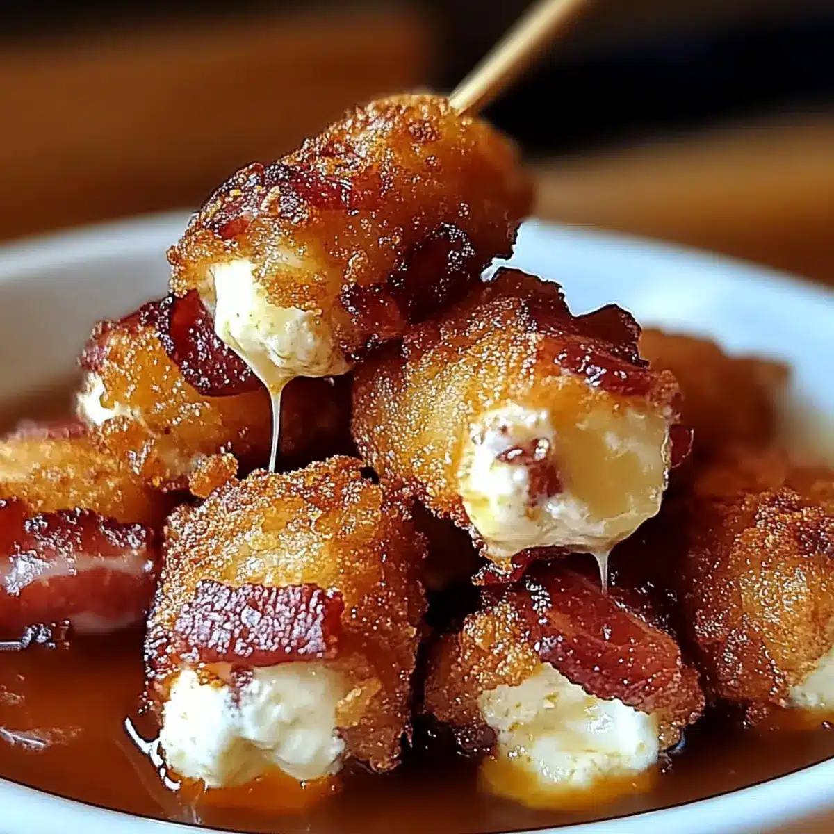Irresistible Crispy Bacon Mozzarella Poppers with Glaze - Ingredients prepared