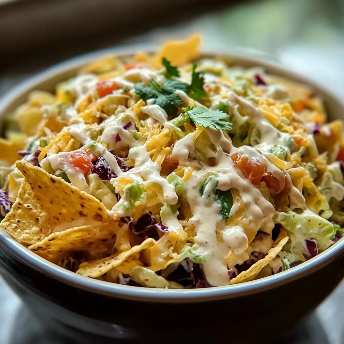 Frito Cowboy Cabbage Salad - Finished dish plated beautifully
