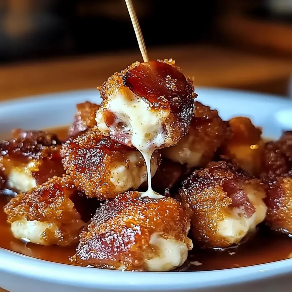 Irresistible Crispy Bacon Mozzarella Poppers with Glaze