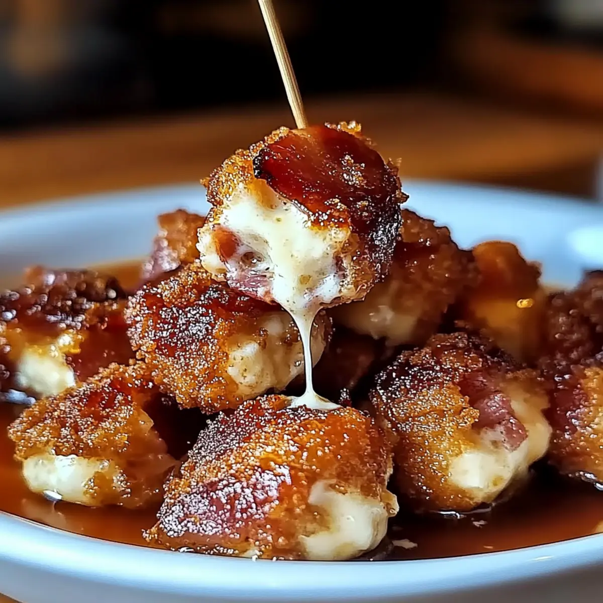 Irresistible Crispy Bacon Mozzarella Poppers with Glaze