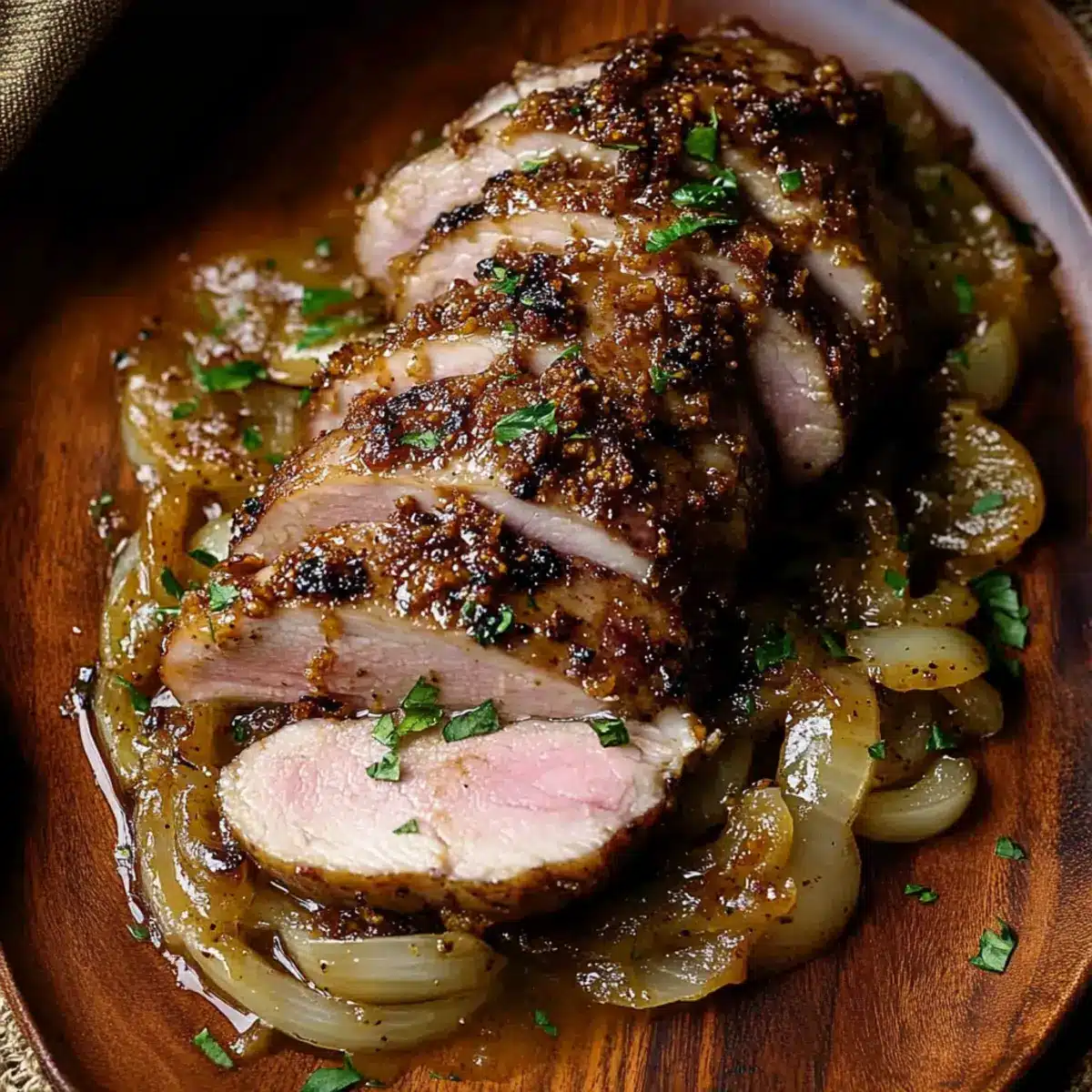 Maple Mustard Pork Tenderloin with Caramelized Onions - Ingredients prepared