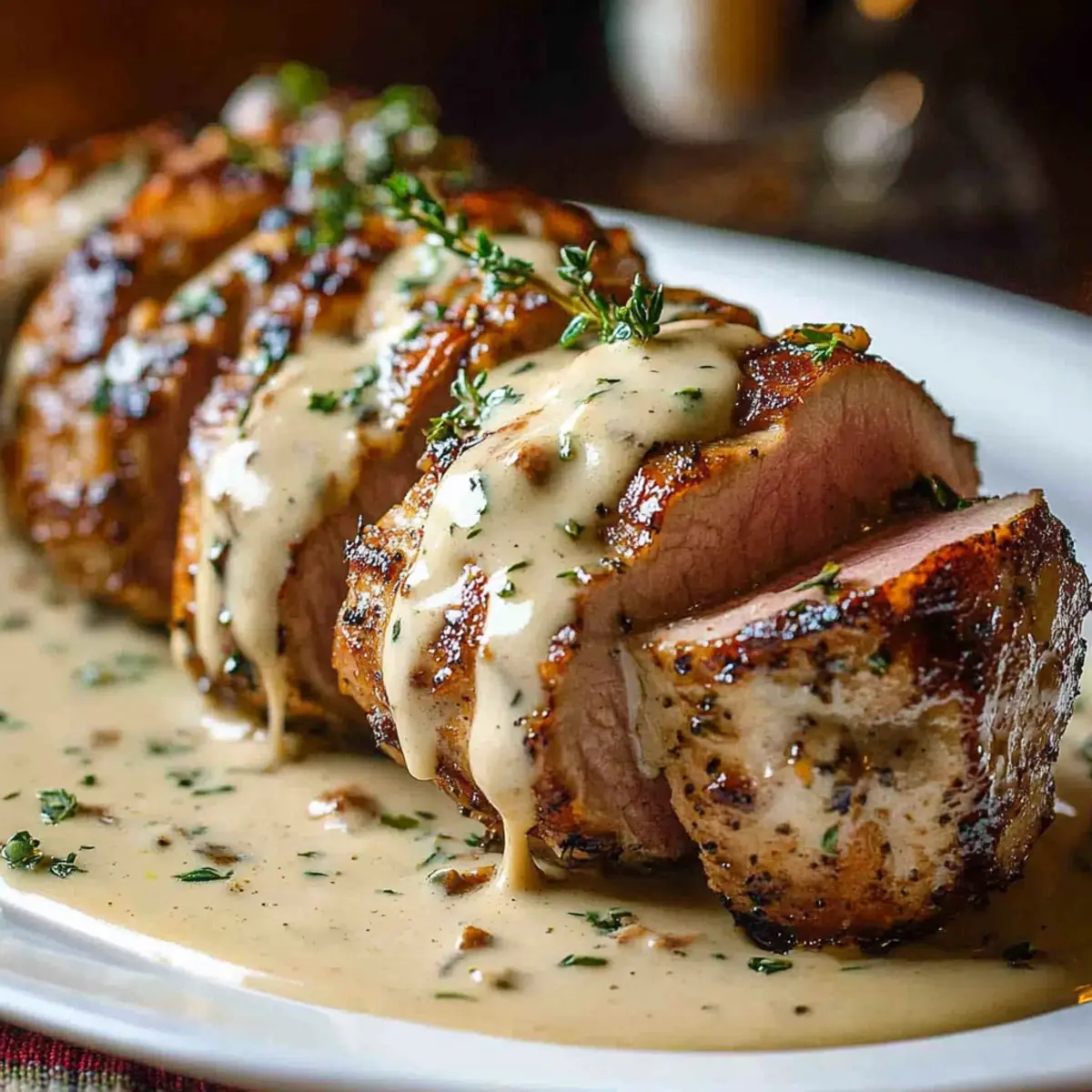 Best-Ever Pork Tenderloin with Dijon Cream Sauce – Savory Splash - Close-up of delicious texture