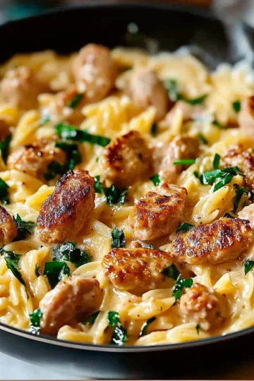 Creamy Chicken Sausage Orzo : A One-Pan Meal